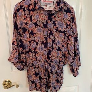 Flower print romper with pockets